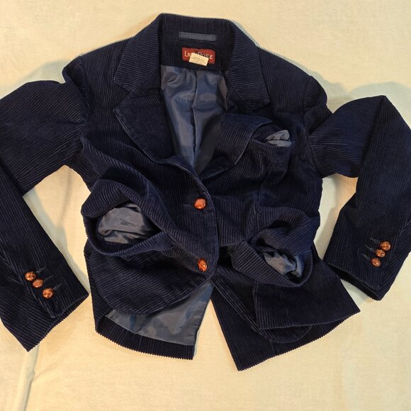 VINTAGE La Rose Old Money Academia Navy Blue Corduroy Blazer Size S/M LIKE NEW! - Picture 8 of 16